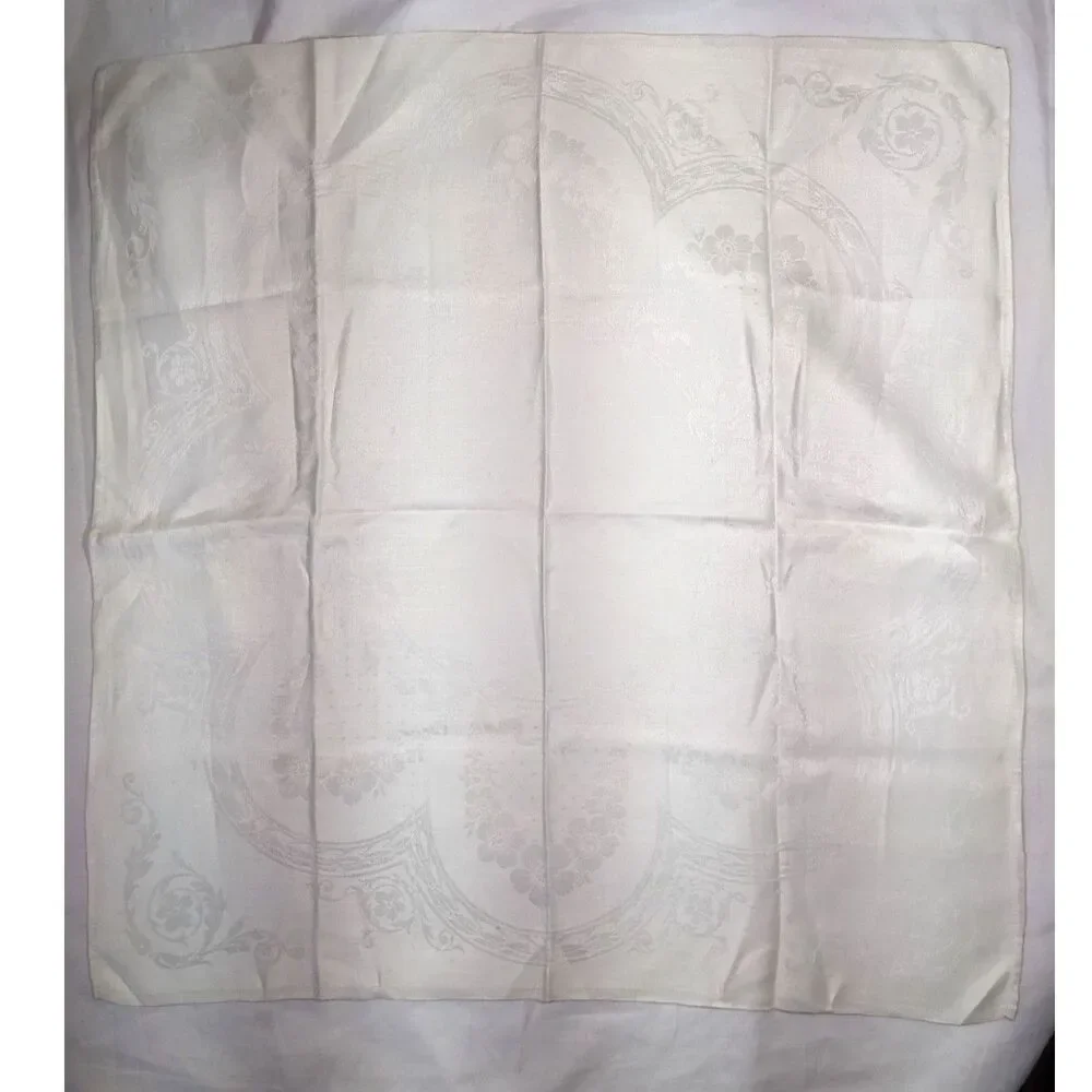 Lot Of 4 Misc Linen Napkins Jacquard Damask Cream White Use Or Cut Cutter 1930s